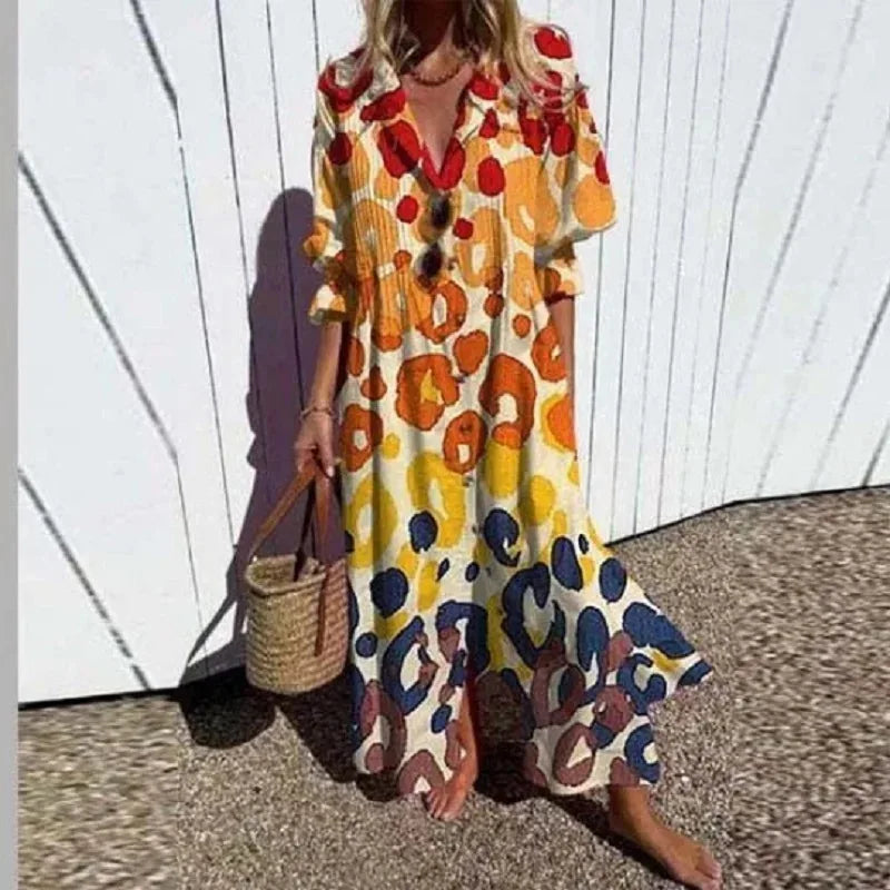 Odessa Casual Printed Long Sleeve Maxi Dress