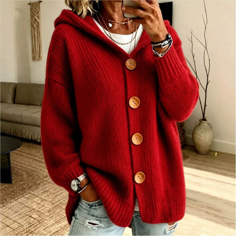 Anna Hooded Button Front Cardigan