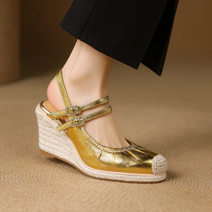 Sally Metallic Wedge Sandals