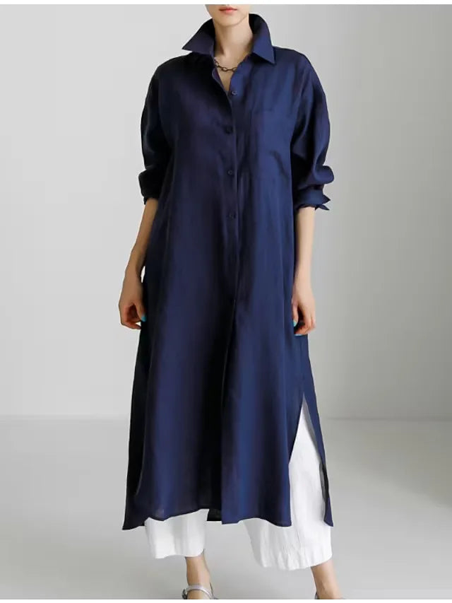 Roxana Button Front Long Sleeve Maxi Dress