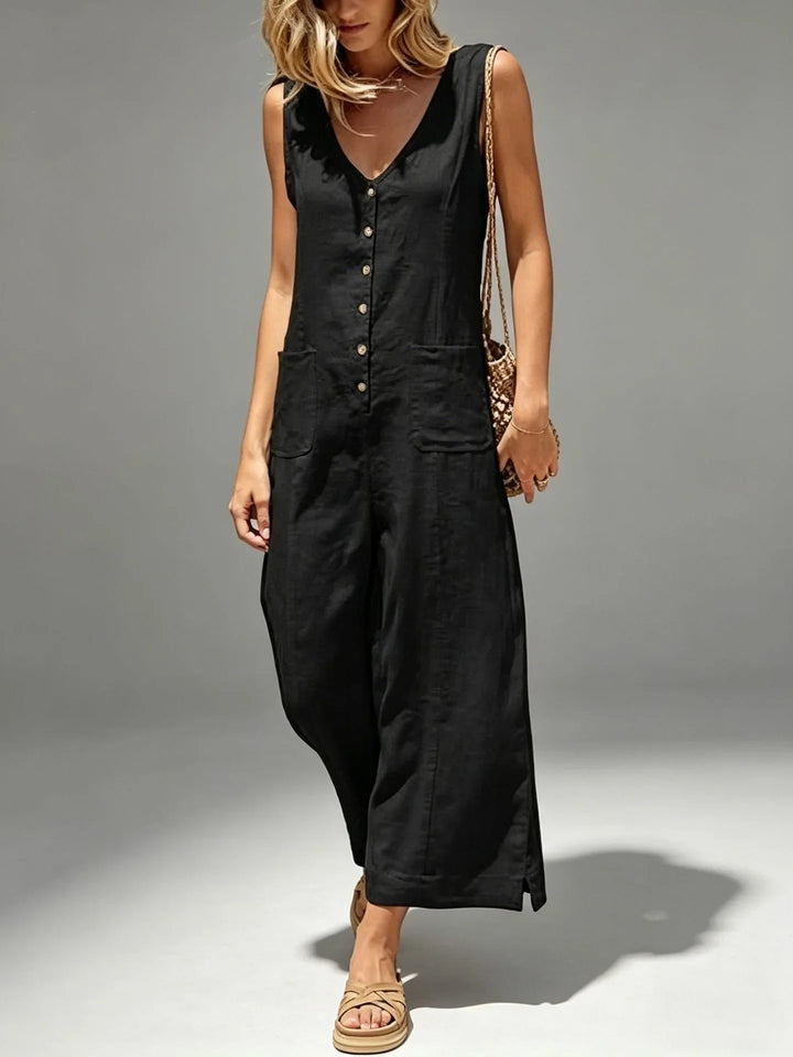 Novalie Breathable Cotton Linen Wide Leg Jumpsuit