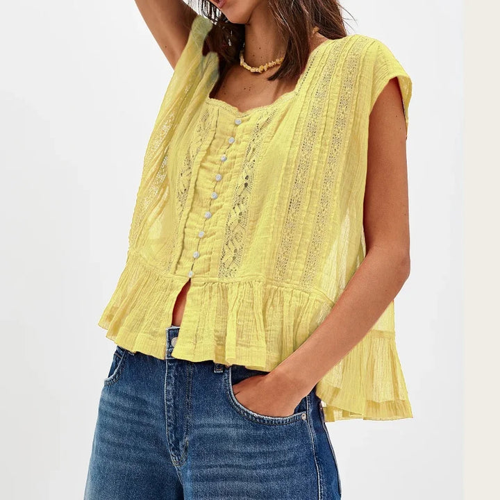 Winnie Ruffle Hem Sleeveless Blouse