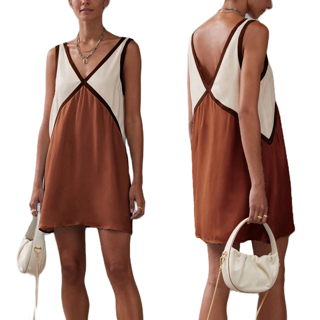 Reece Contrast V Neck Mini Dress