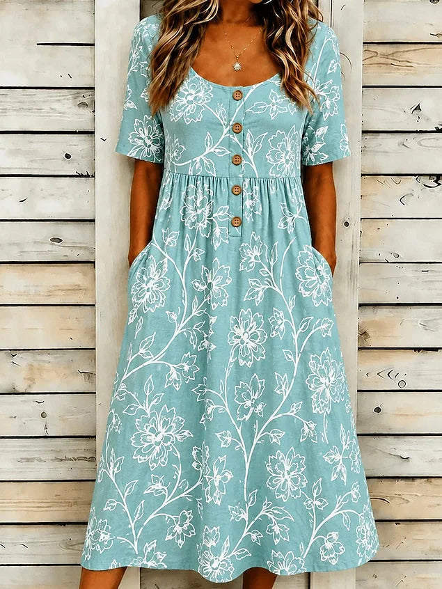 Tania Boho Floral Button Midi Dress