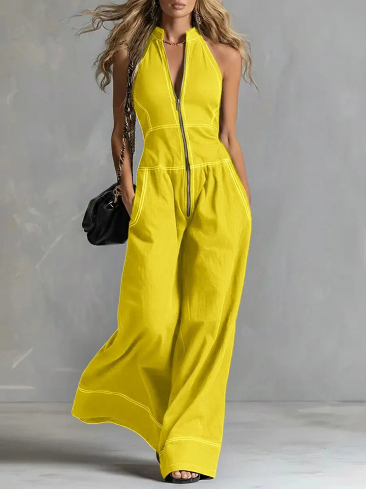 Thorneau Zip Front Wide Leg Jumpsuit