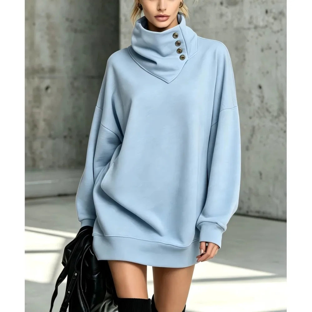 Adaline Button Sweatshirt Dress