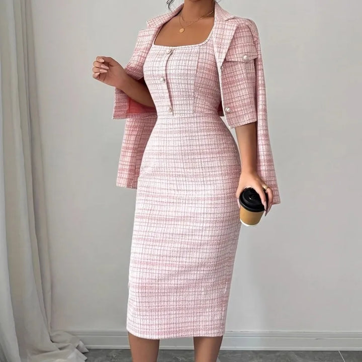 Corvina Pearl Button Sheath Dress Set