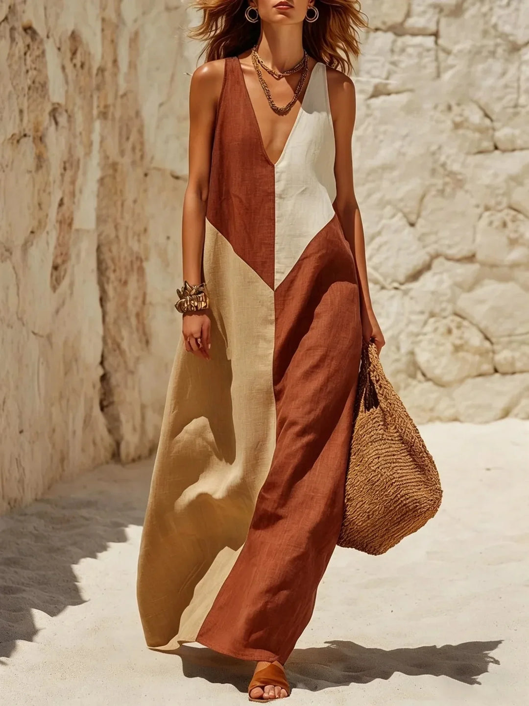 Aviana Bohemian V Neck Long Dress