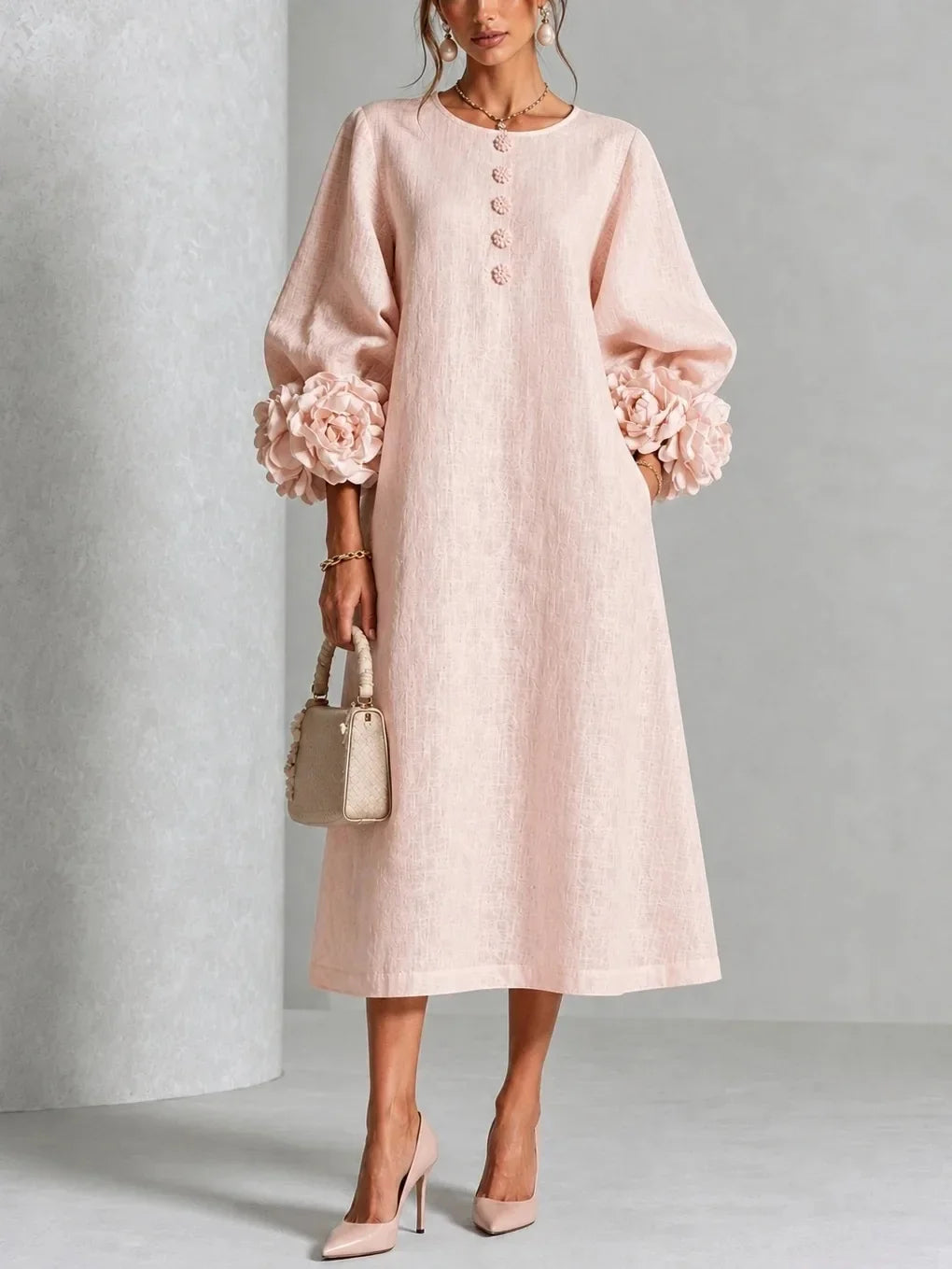 Camila Lantern Sleeve Midi Dress