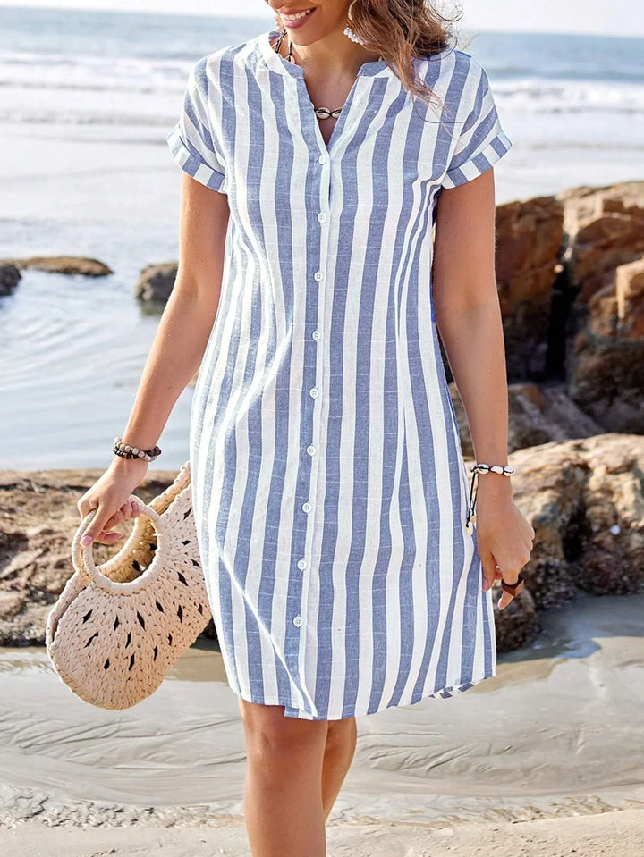 Mireya Striped Mini Shirt Dress