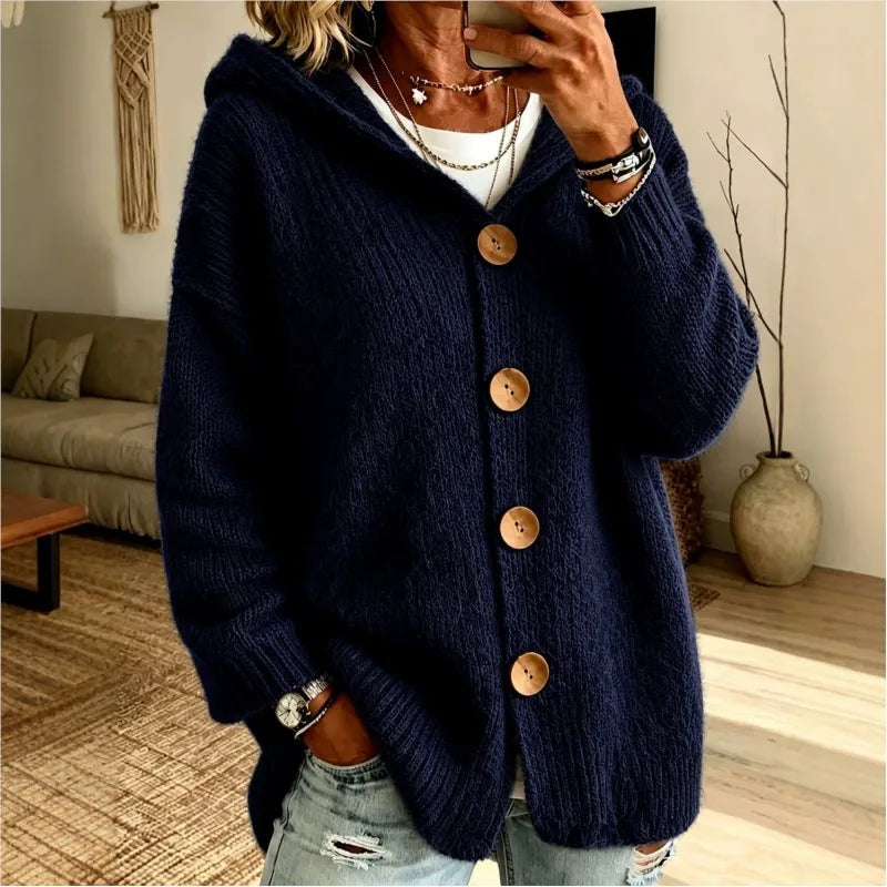 Anna Hooded Button Front Cardigan