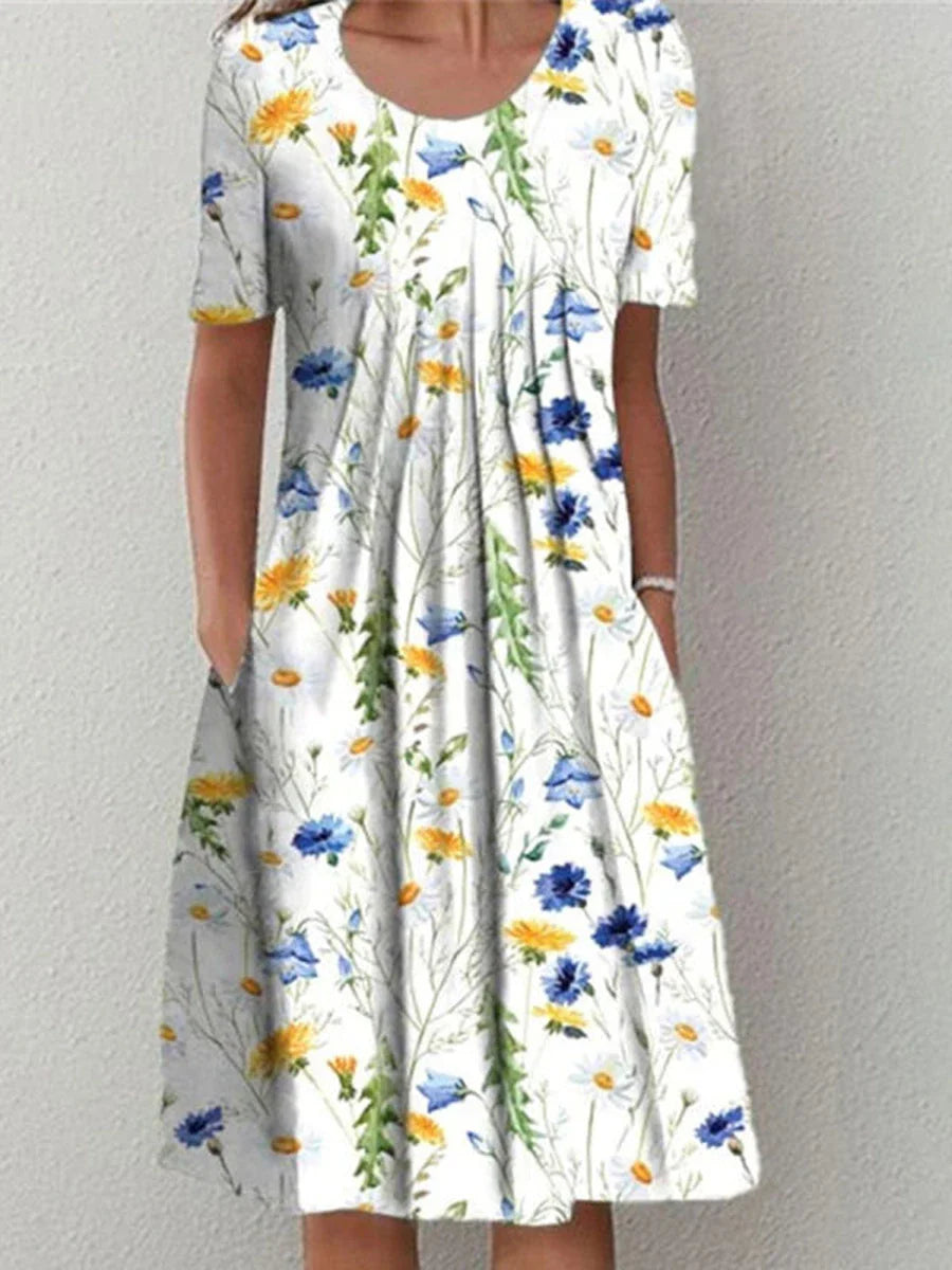 Maris Floral Short Sleeve Midi Dress