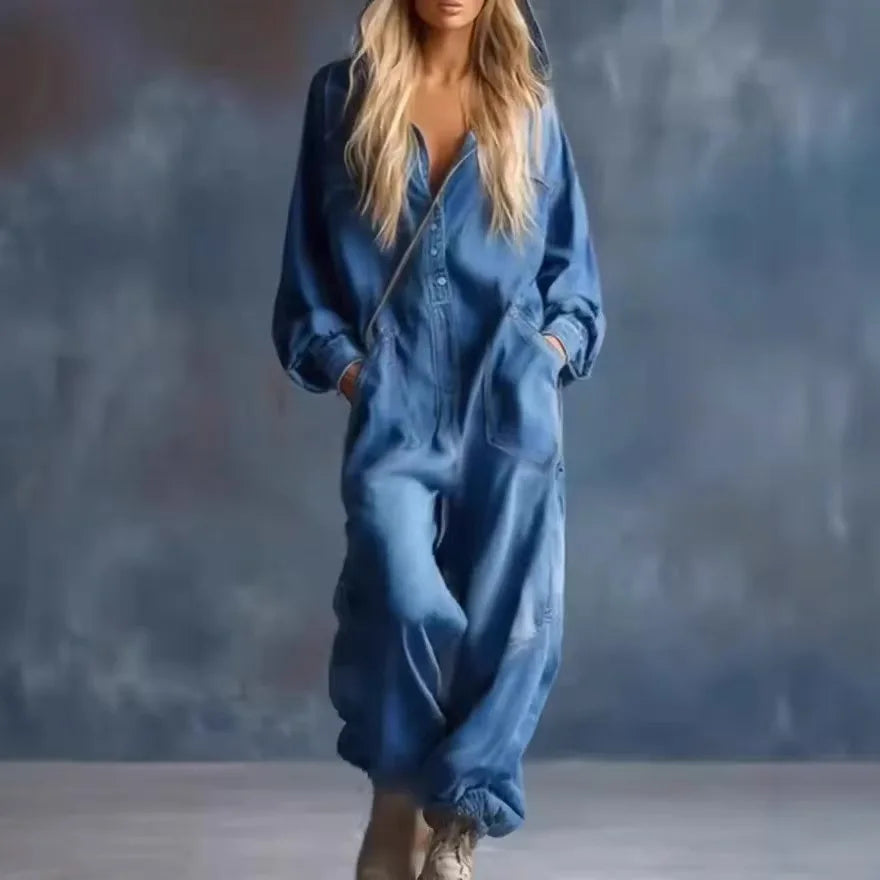 Odalyn Snap Front Denim Jumpsuit