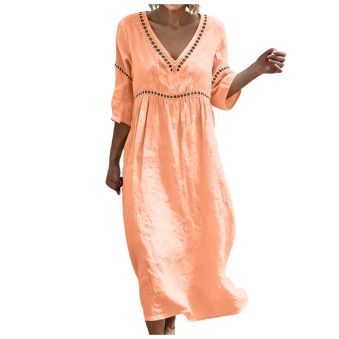 Polina Embellished V Neck Boho Maxi Dress