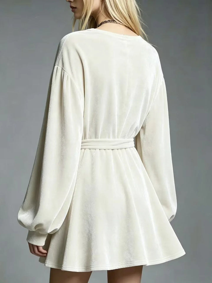 Ines Tie Waist Velvet Dress