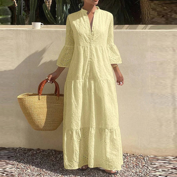Tabitha Deep V Flared Sleeve Maxi Dress