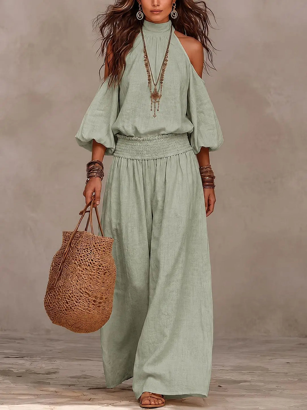 Camia Off Shoulder Pants Set