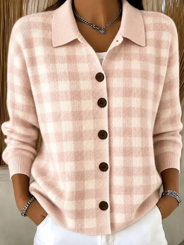 Maia Gingham Button Plaid Cardigan