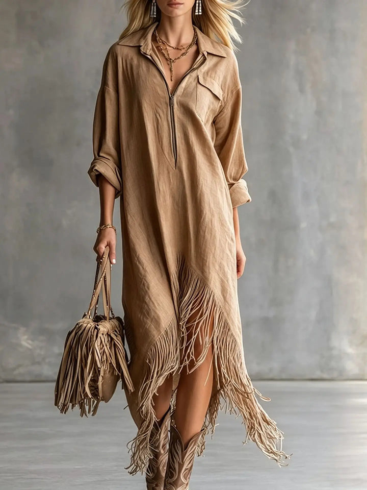 Rachel Fringe Hem Midi Dress