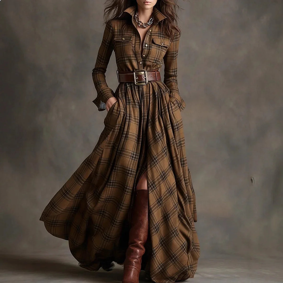 Clementine Plaid Button Maxi Dress