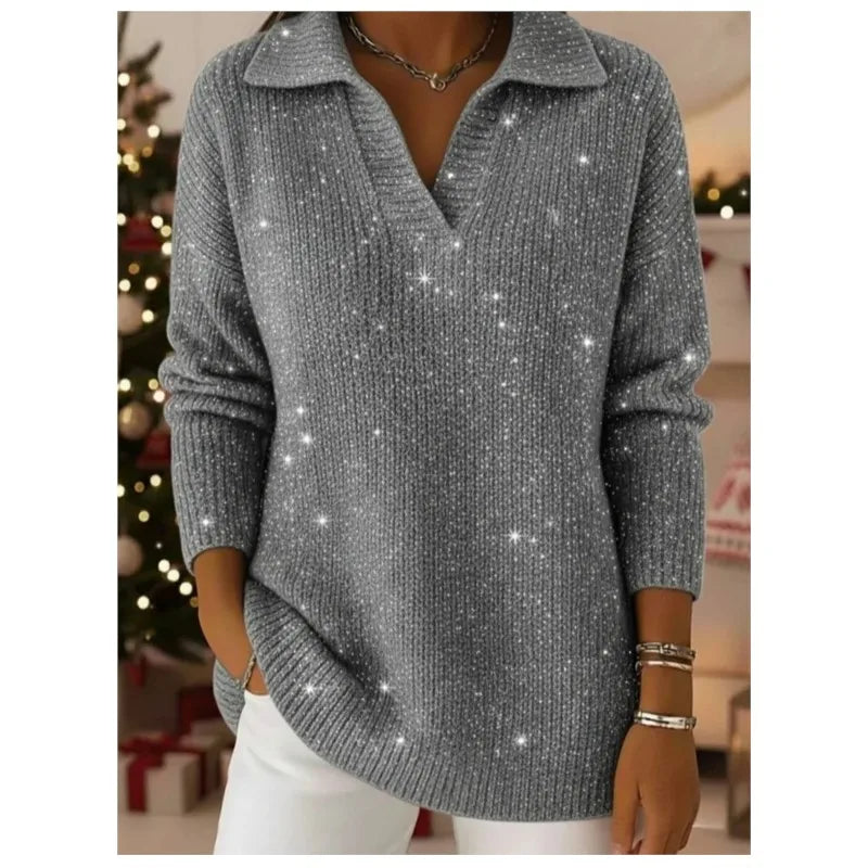 Amara Split Neck Sequin Sweater