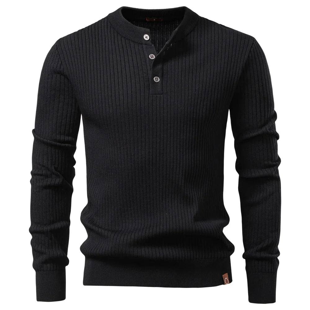 Gareth Ribbed Knit Henley