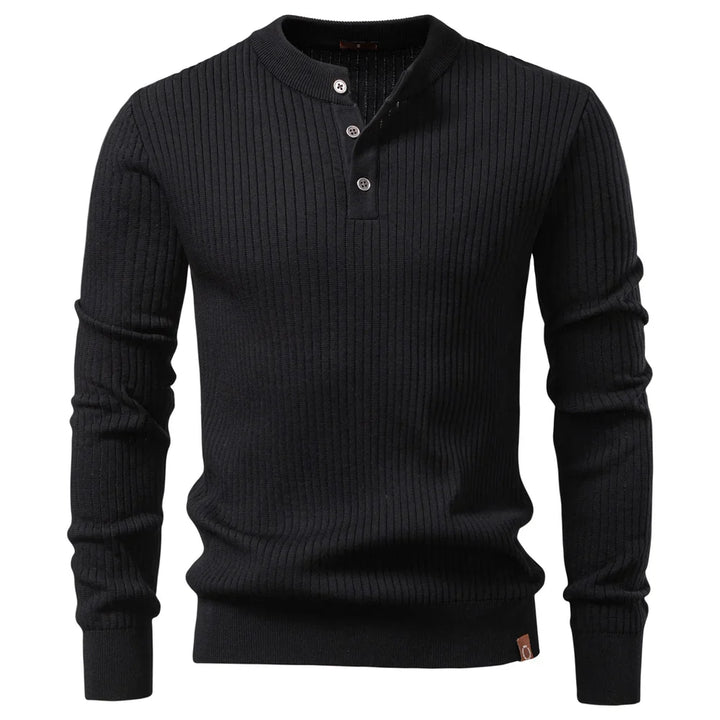 Gareth Ribbed Knit Henley