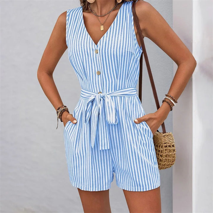 Saskia Striped Tie Waist Romper