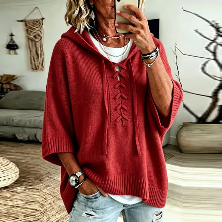 Mollie Lace Up Hooded Pullover