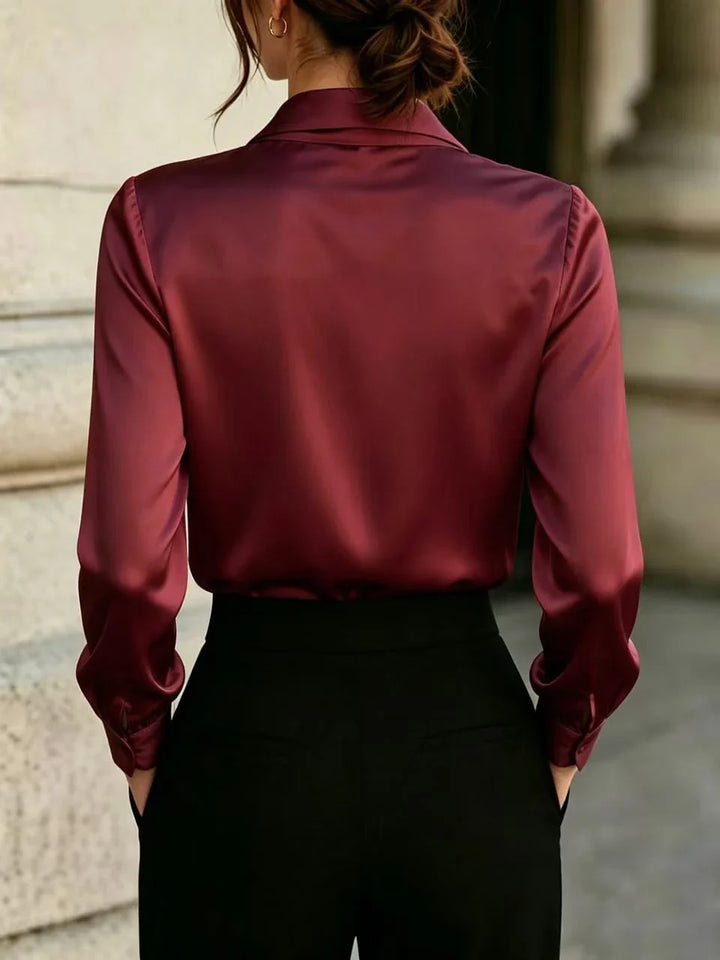 Kayla Satin Tie Neck Blouse