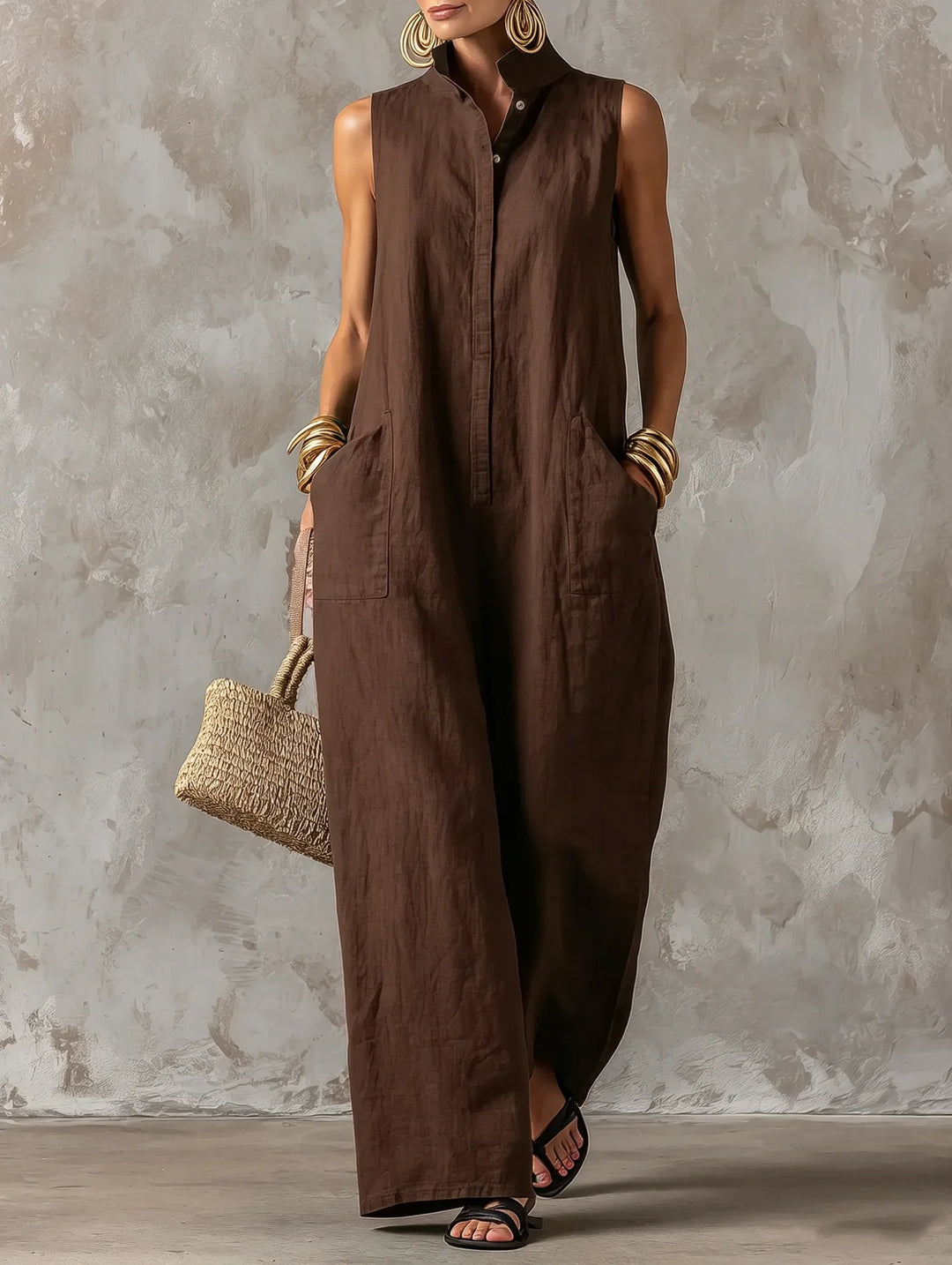 Simone Effortless Stand Collar Jumpsuit