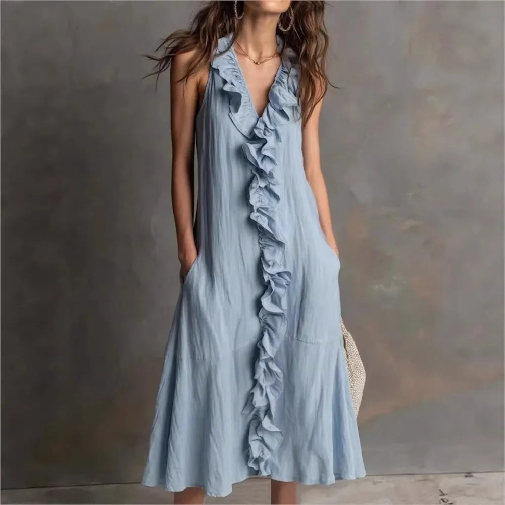 Evelyn Ruffle Hem Midi Dress