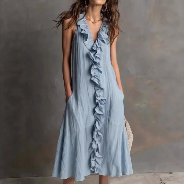 Evelyn Ruffle Hem Midi Dress