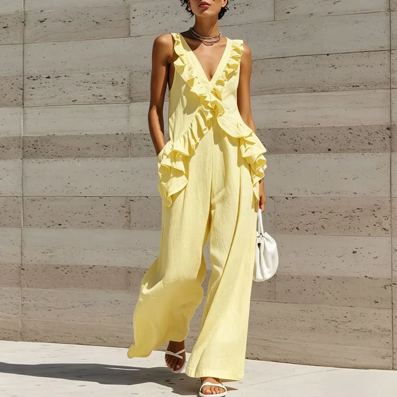 Eliza Ruffle Trim Jumpsuit