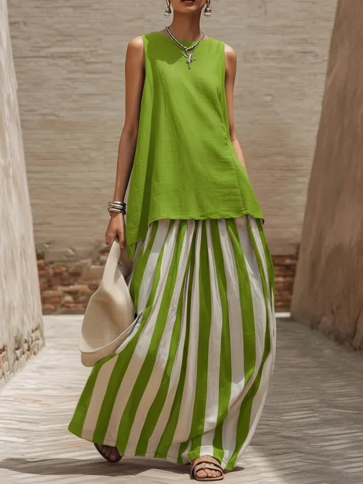 Blaire Striped Linen Skirt Set