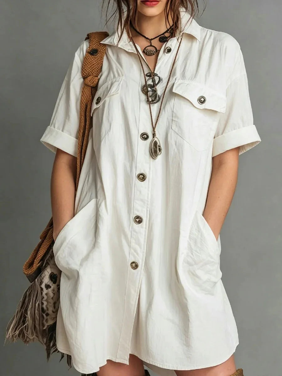 Mia Button Mini Shirt Dress