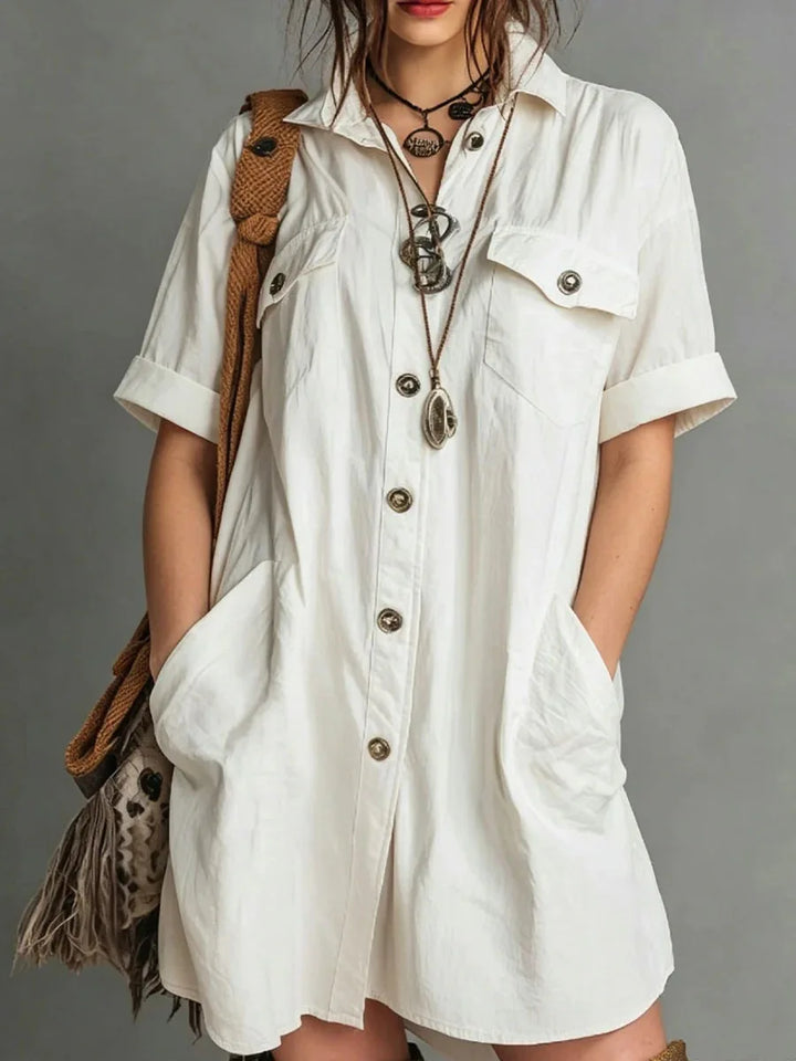 Mia Button Mini Shirt Dress
