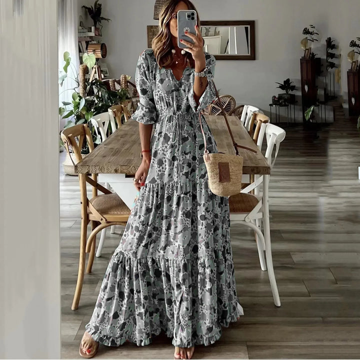 Auralis Boho Print Vintage Summer Dress