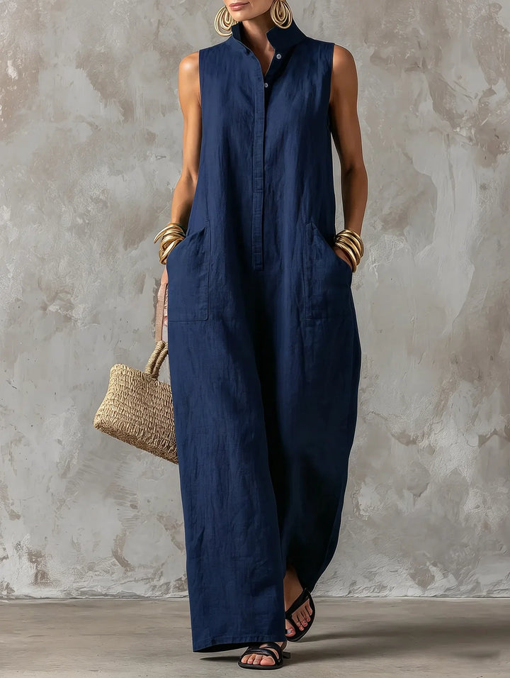 Simone Effortless Stand Collar Jumpsuit