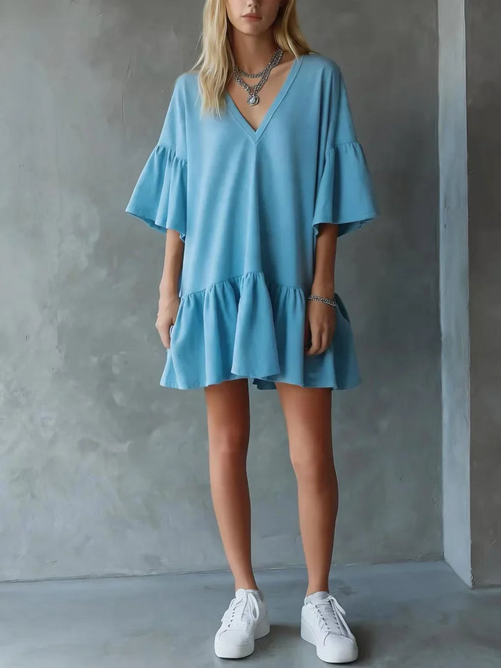 Soliana Lightweight V Neck Mini Dress