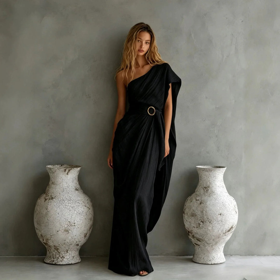 Arianell Elegant One Shoulder High Waist Maxi Dress