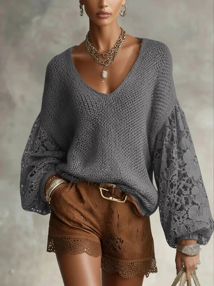 Katie Lace V Neck Sweater