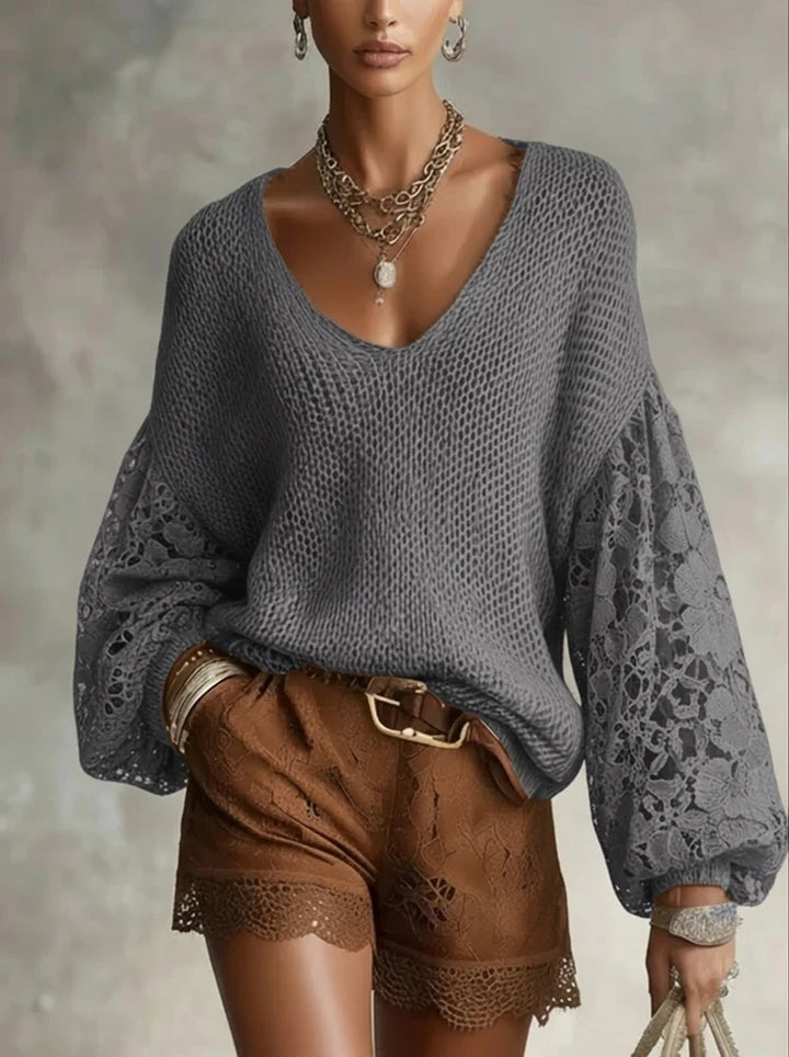 Katie Lace V Neck Sweater
