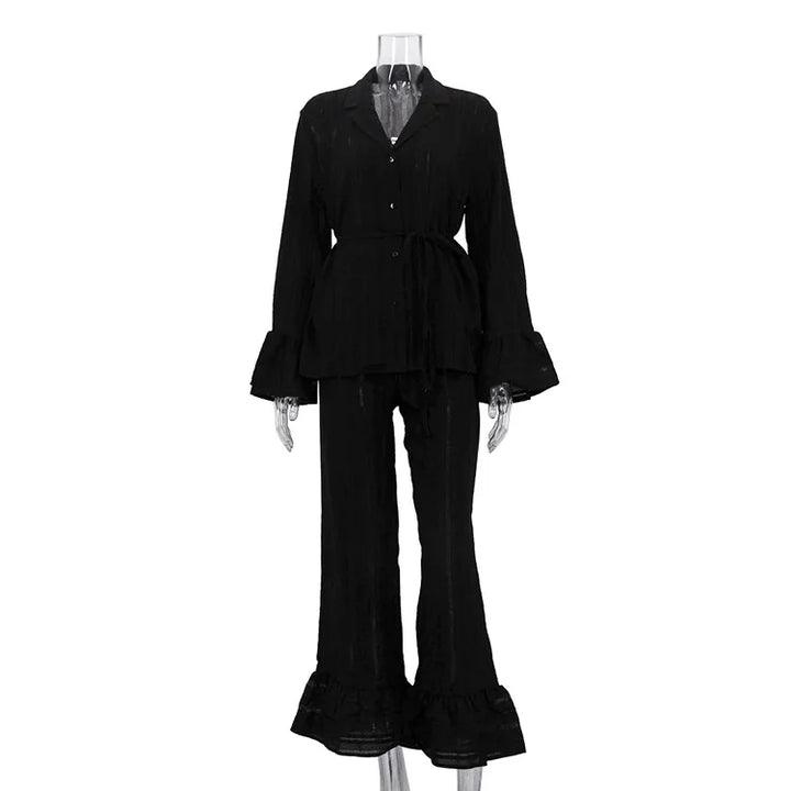 Kate Ruffle Trim Pajama Set