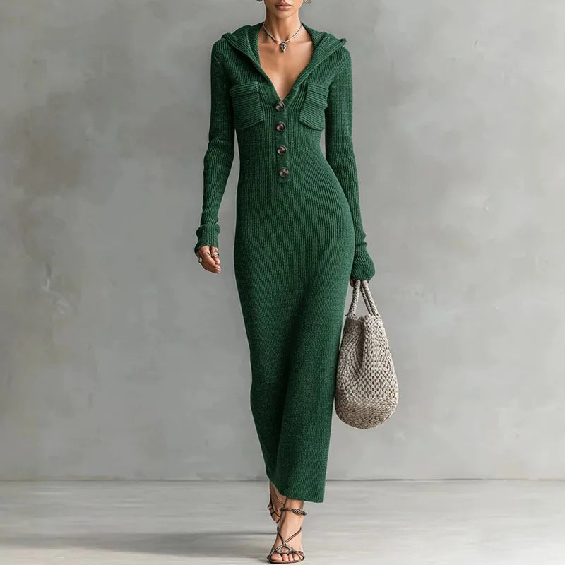 Janessa Hooded Knit Maxi Dress