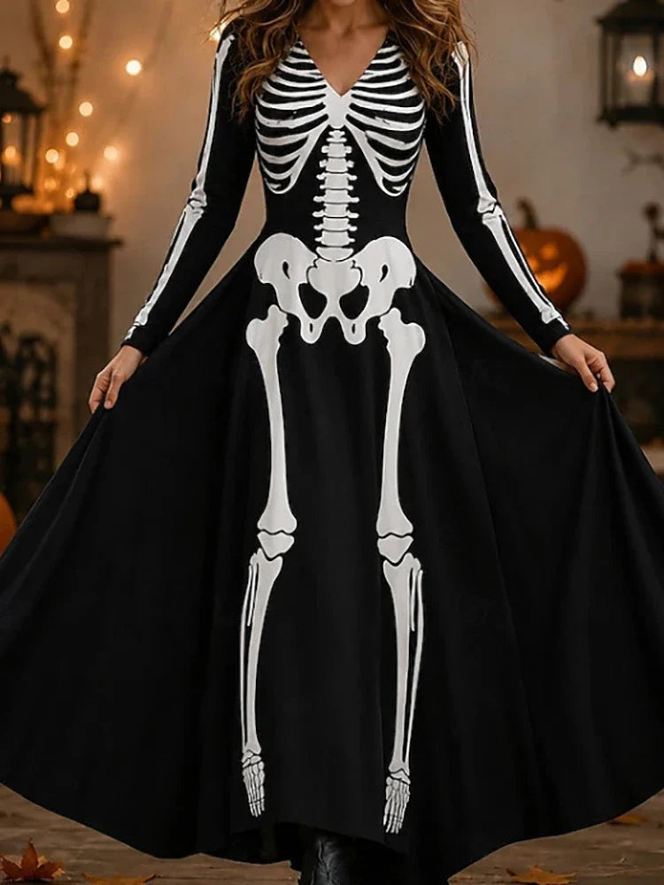 Halloway Skeleton Print Maxi Dress