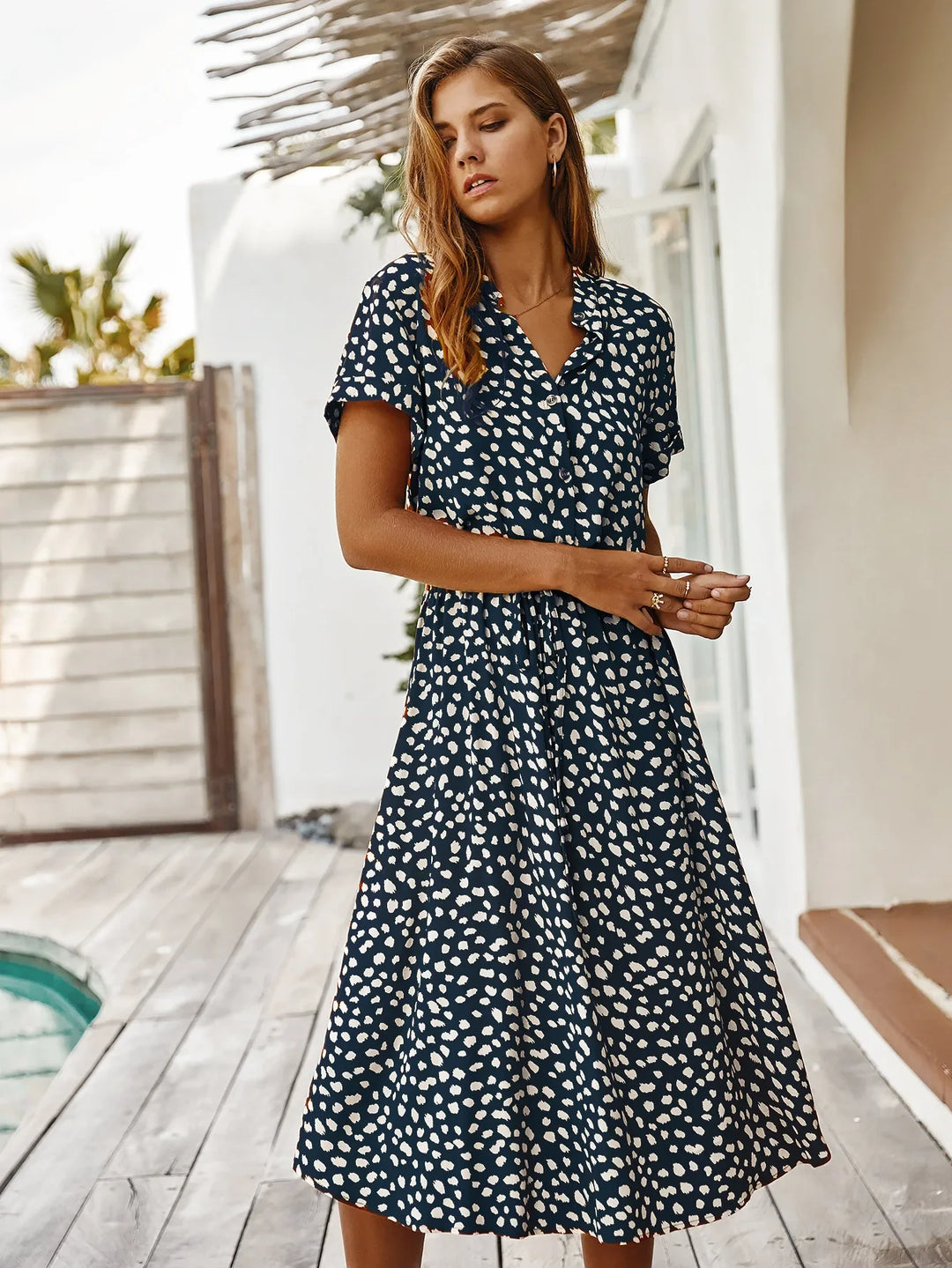 Beatrice Printed Midi Shirt Dress