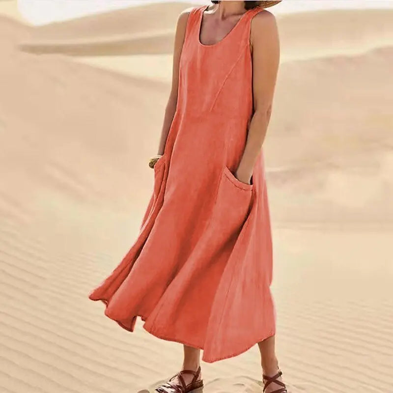 Camilia Breathable Linen Maxi Dress