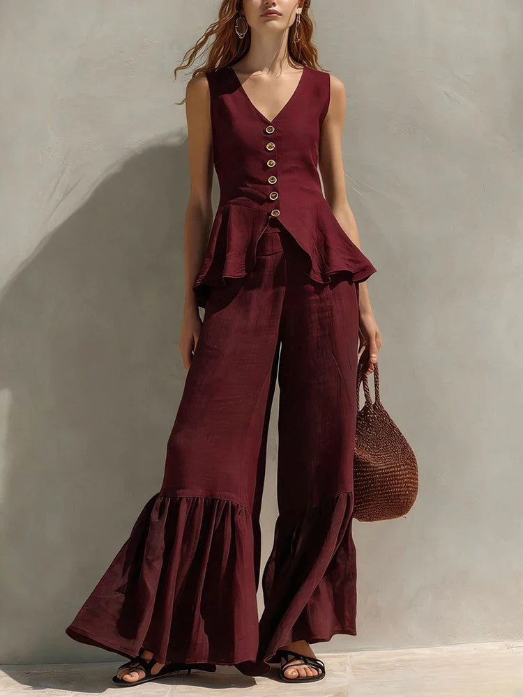 Antonella Ruffle Wide Leg Set
