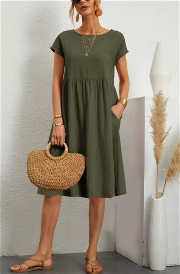 Delaney Linen Pocket Midi Dress